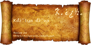 Kólya Éva névjegykártya